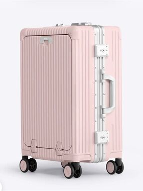 Pink Hard-Shell Rolling Storage Case with Spinner Wheels